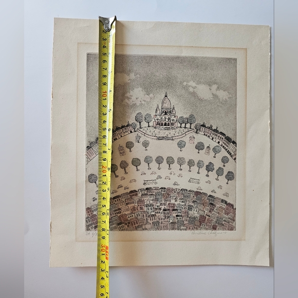 Christine Chagnoux Montmarte 1960s Signed Numbered Muted Water Color Litho Paris - Picture 8 of 16